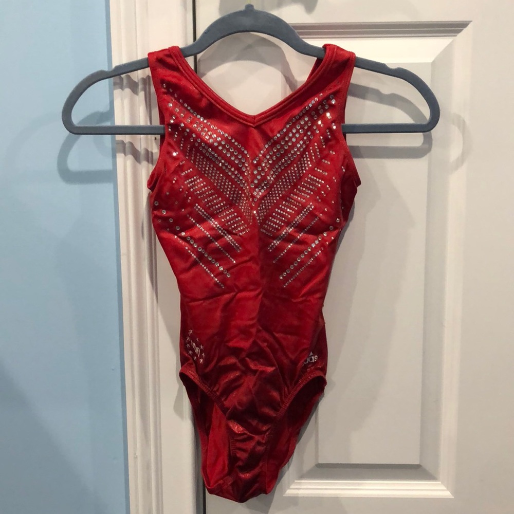 AXS red leotard with rhinestones, GK’s 2012 Olympic series